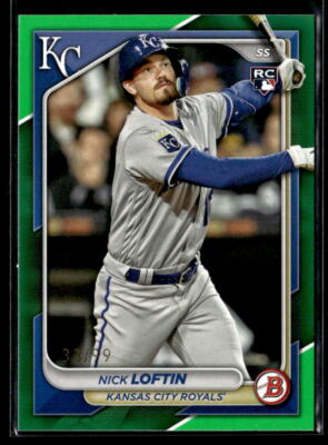 Nick Loftin #'d /99 RC - 2024 Bowman Green Parallel Rookie SP #71 Royals