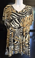 Attitudes By Renee Petite Jersey Knit Godet Wild Zebra Tunic Length SZ XLP NWOT