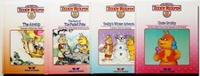 Lot of 4 Vintage 1985 Teddy Ruxpin Hardcover Books Airship Fobs Uncle Grubby