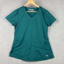 Grey's Anatomy by Barco Womens M Scrub Top Green Short Sleeve Professional Wear