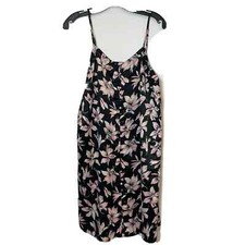 Madewell Button Front Slip Dress Womens Size 6 Black Floral Sleeveless K5987