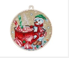 DIY Cross Stitch Kit New Year's - Snowman on Wood Cross Stitch Craft Set
