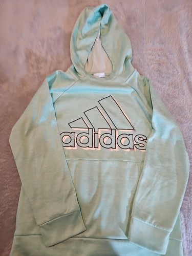 Adidas Hoodie Girl's M ( 10/ 12 ) Aqua Teal Hooded Active Running Reflective - Picture 12 of 12