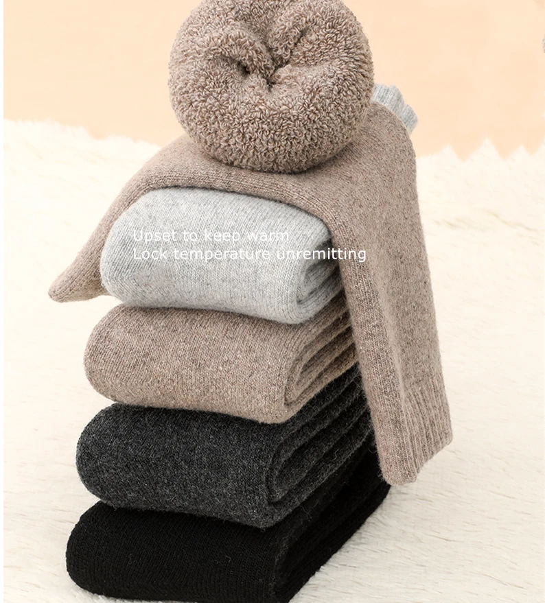 Lot 5Pairs Men Wool Cushioned Thick Boot Thermal Warm Crew Hiking Socks Winter - Image 3 of 4