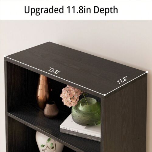 Industrial 5-Shelf Bookcase W/ Doors - 11.8" Depth Floor Standing Storage - Picture 5 of 11