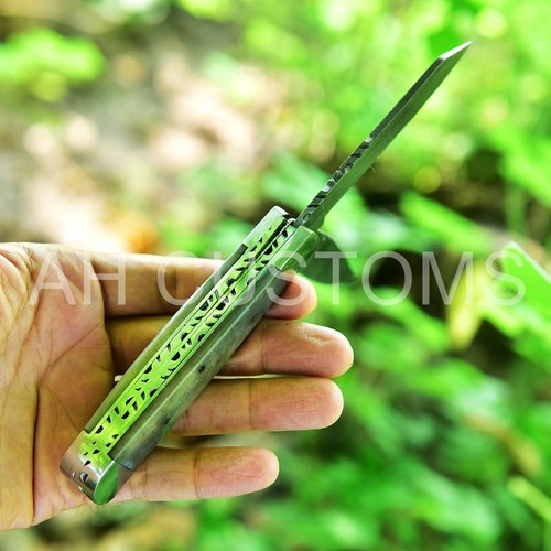 CUSTOM HANDMADE DAMASCUS STEEL FOLDING DOUBLE BLADE TRAPPER POCKET KNIFE 2020 - Picture 4 of 5
