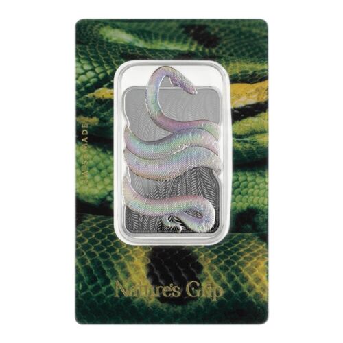 2024 Niue Nature’s Grip Green Anaconda 1 oz Silver Hologram Bar in Card