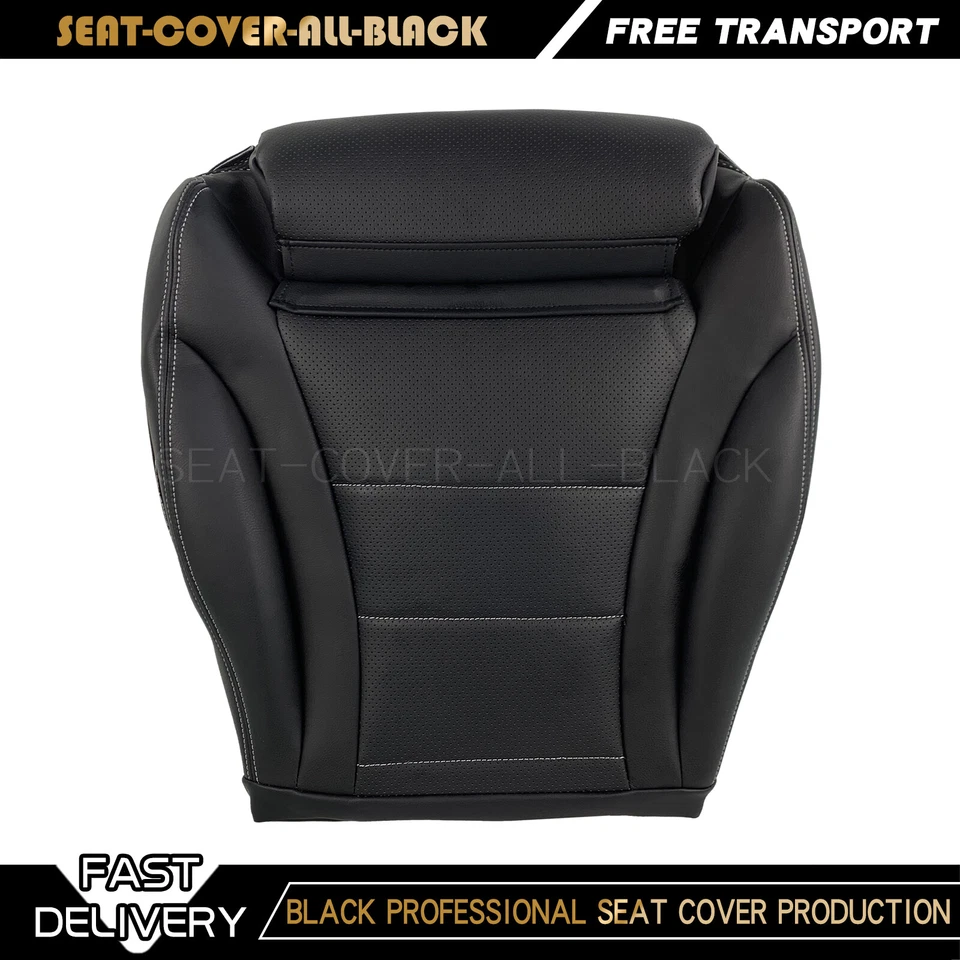Fit 2015-2021 Mercedes Benz C-Class C300 Driver Top&Bottom Seat Cover BLACK - Image 3 of 4