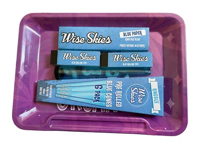 Wise Skies Don't Panic kleines rollendes Tablett-Set mit Papieren, Tipps, Kegeln & Röhren