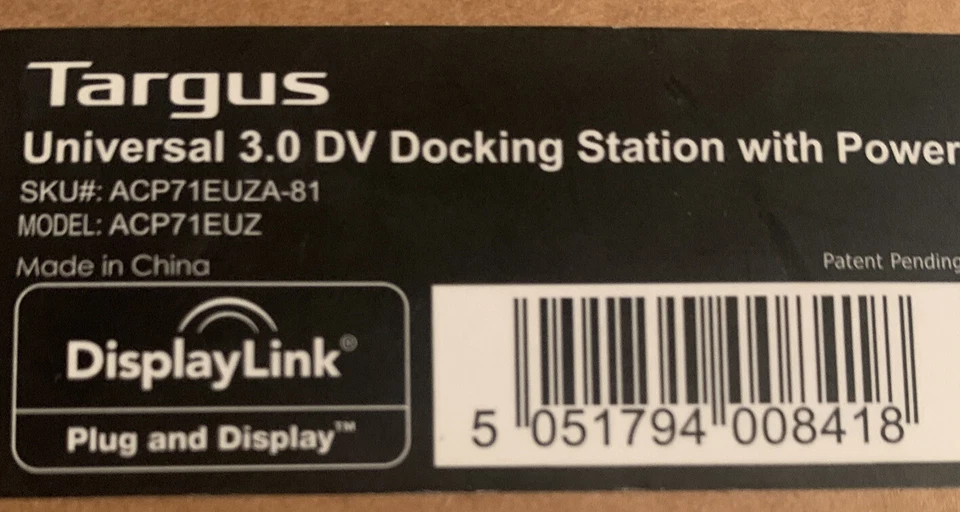 Estación de Acoplamiento de Video Dual Targus Univeral USB 3.0 ACP71EUZ - Nueva Caja Abierta Foto 2 de 4