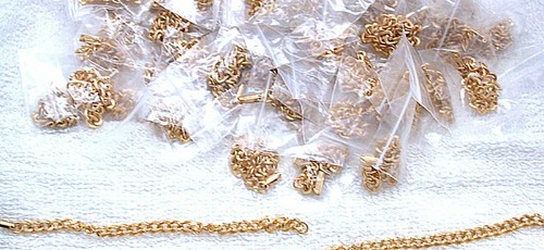 TWO POUNDS 7 INCH 80+ OVAL LINK GOLDPLATED BRACELETS BELOW WHOLESALE COST DD#20 - Picture 3 of 3