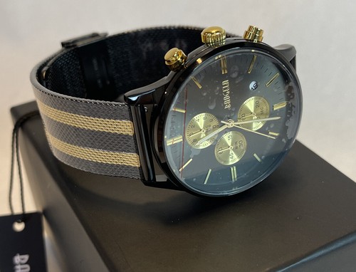 Baogela Stevlio Black Gold Two-Tone Chronograph Mens Resistant Luxury Watch - Picture 9 of 12