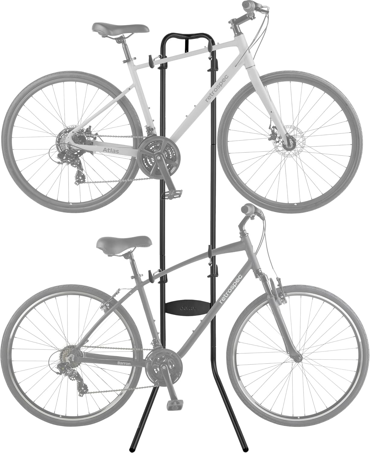 Double Decker Free Standing Bike Rack for 2 Bikes - Easy Assembly, No Drilling