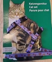 Katzengarnitur,Lila,Gemustert, Geschirr,Leine,Karlie,Katzengeschirr,110Cm,Neu