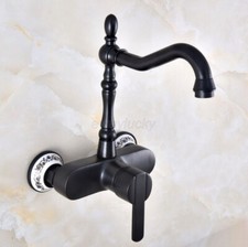 Black Oil Bronze Kitchen Bathroom Sink Faucet Wall Mount Single Handle Mixer Tap