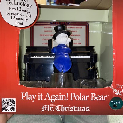 MR. CHRISTMAS ''PLAY IT AGAIN!  POLAR BEAR'' IN BOX W/ VOICE CONTROL TECHNOLOGY