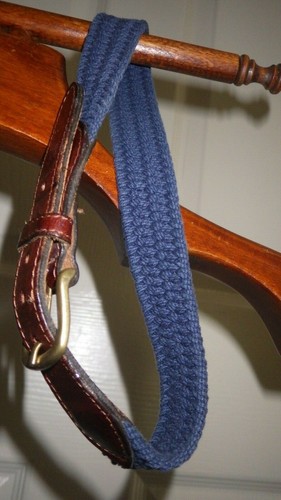 USA Made Vintage Leather & Elastic Cotton Braid Belt Kids XS Adjustable 5 Holes - Picture 4 of 12