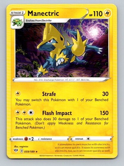 2020 Pokemon Card Darkness Ablaze Manectric 59/189