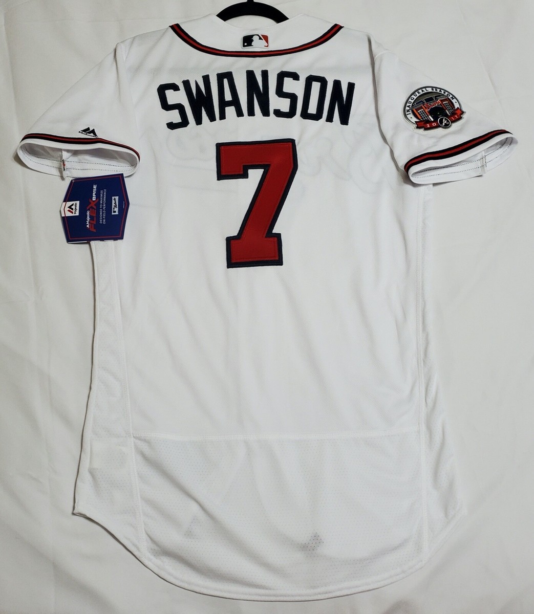 Authentic Majestic 52 2XL, ATLANTA BRAVES DANSBY SWANSON FLEX BASE