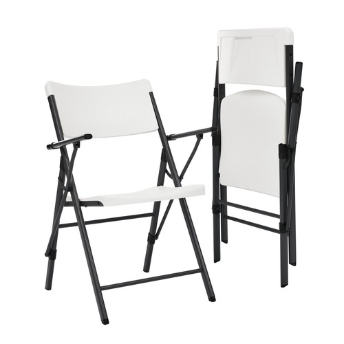 Commercial Plastic Folding Chair with Armrests, Indoor Outdoor, 2 Pack
