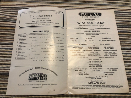 Vintage WEST SIDE STORY Playbill Northstage Marcia King / John Witham - Picture 2 of 4