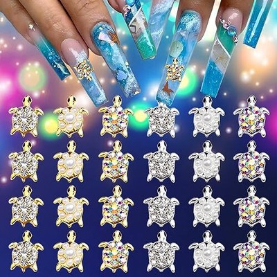 Mrltau 400 Stück Stern-Nail-Charms – Gold & Silber, Nageldekoration Für Kreative Nail-Art