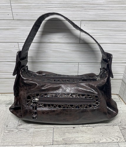 Aldo Brown Faux Leather Shoulder Bag Top And Side Zip - Picture 3 of 17