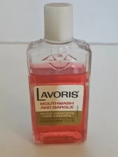 Vintage LAVORIS Cinnamon Clove Mouthwash & Gargle 1.5 oz Glass Bottle Mini Size