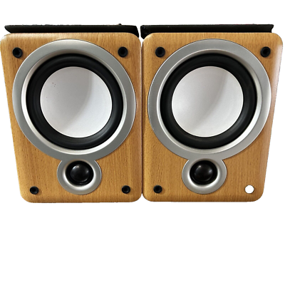Pair Denon Speakers SC-M73 Book Shelf Speakers Tan Cabinet