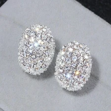 14K White Gold Plated 2.00 Ct Round Cut Simulated Diamond Cluster Stud Earrings