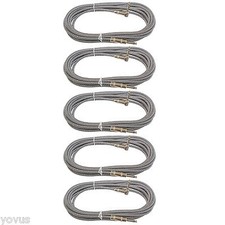 5 PACK 1/4 right angle to straight 12 ft foot mono guitar instrument cable cord