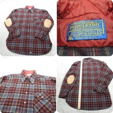 Vintage Pendleton Wool Shirt Men Large Red Plaid Elbow Patch RARE USA Made 70s