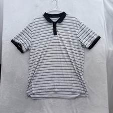 G/FORE Polo Shirt Mens XL White Stripe Golf Performance Athletic