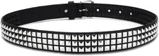 Studded Punk Rock Rivet Belt for Men  Women, Pyramid Metal Design with Silver A
