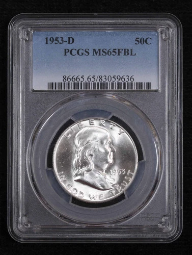 1953 D Half Dollars Franklin PCGS MS-65 FBL