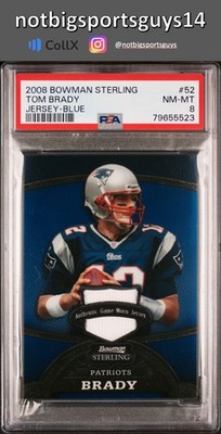 2008 Bowman Sterling #52 Tom Brady Jersey-Blue PSA 8