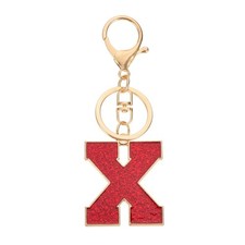 Initial Letter Keychain, A-Z Alphabet Keyring Letter x Metal Key Chain, Red