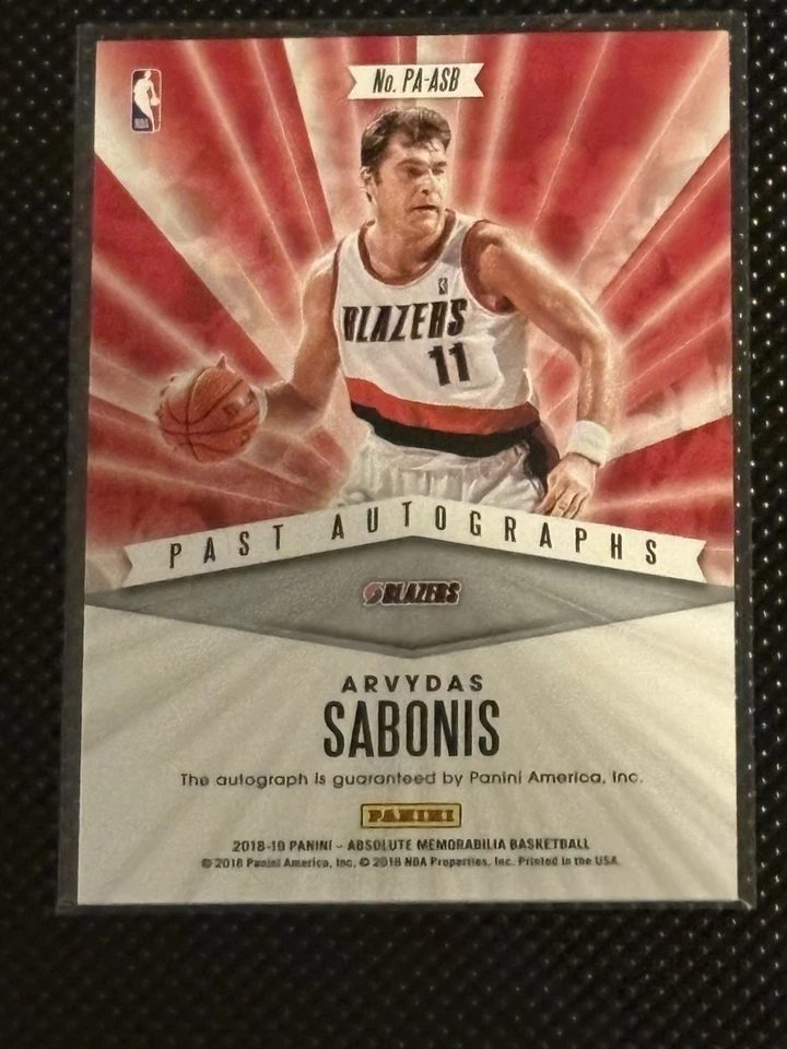 2018 Absolute - Past Auto Arvydas Sabonis #PA-ASB Level 2 /25 - Image 2 of 2