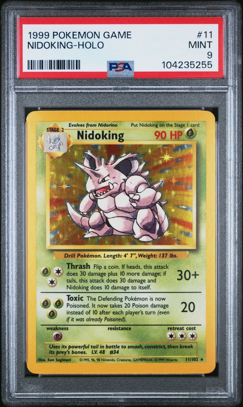 PSA 9 MINT 1999 POKEMON BASE SET NIDOKING HOLO #11
