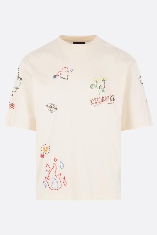 DSQUARED2 Handmade Scribbles Ivory Cotton T-Shirt New & Authentic