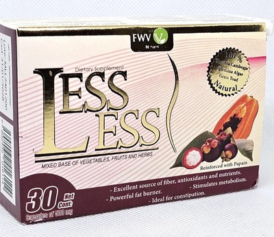 LESS LESS Natural Capsules 500mg With Papain 30 Count 2 PACK