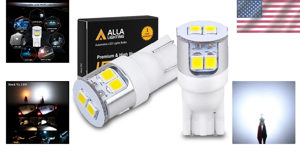 Super Bright 194/168 LED Bulbs – 6000K Xenon White, Wide Vehicle Compatibility - Image 2 of 4