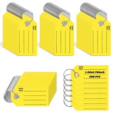 500 Pcs Key Tags with Labels Yellow Key Tags with Ring Key Chain Tags to Writ.