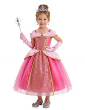 CQDY Girls Princess Aurora Costume Pink Dress Up with Accessories Halloween Cosp