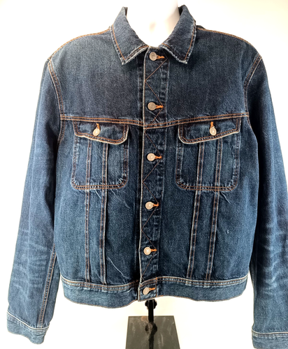 Vintage Polo Ralph Lauren Dark Wash Denim Trucker Jacket Faded XL RN 41381 Mint!