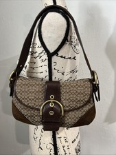 Rare Vintage Coach Soho Y2K Signature Shoulder Bag Brown Canvas Suede 6808