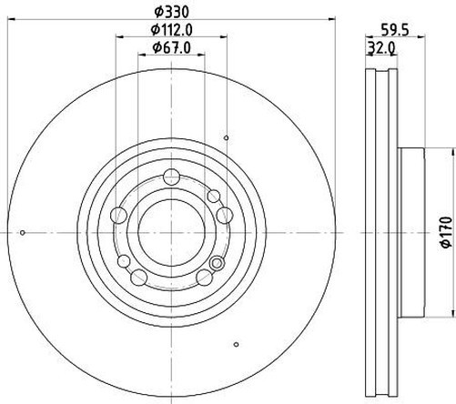 Hella Bremsscheiben Set Vorne 56071PRO_HC FüR MERCEDES-BENZ GLE OEM-image