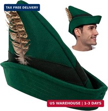 Spooktacular Creations Felt Robin Hood Hat with Feather, Alpine German Hat, 1 Pa