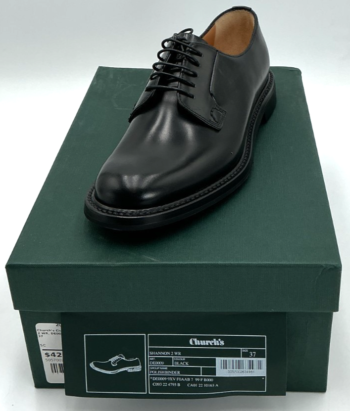Church's Shannon 2 WR Women's Size 7 US 37 EU Black Derby Shoes