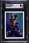 1990-91 NBA HOOPS Art Card Team Checklist Michael Jordan #358 Bulls Graded MT 9